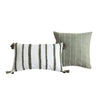 Meo 5pc Queen Comforter Set | Green Textured Woven Jacquard Stripe