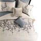 Yedy 8pc King Size Comforter Set | Blue and Cream Floral Embroidery
