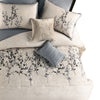 Yedy 8pc Queen Size Comforter Set | Blue and Cream Floral Embroidery