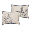 Yedy 8pc Queen Size Comforter Set | Blue and Cream Floral Embroidery