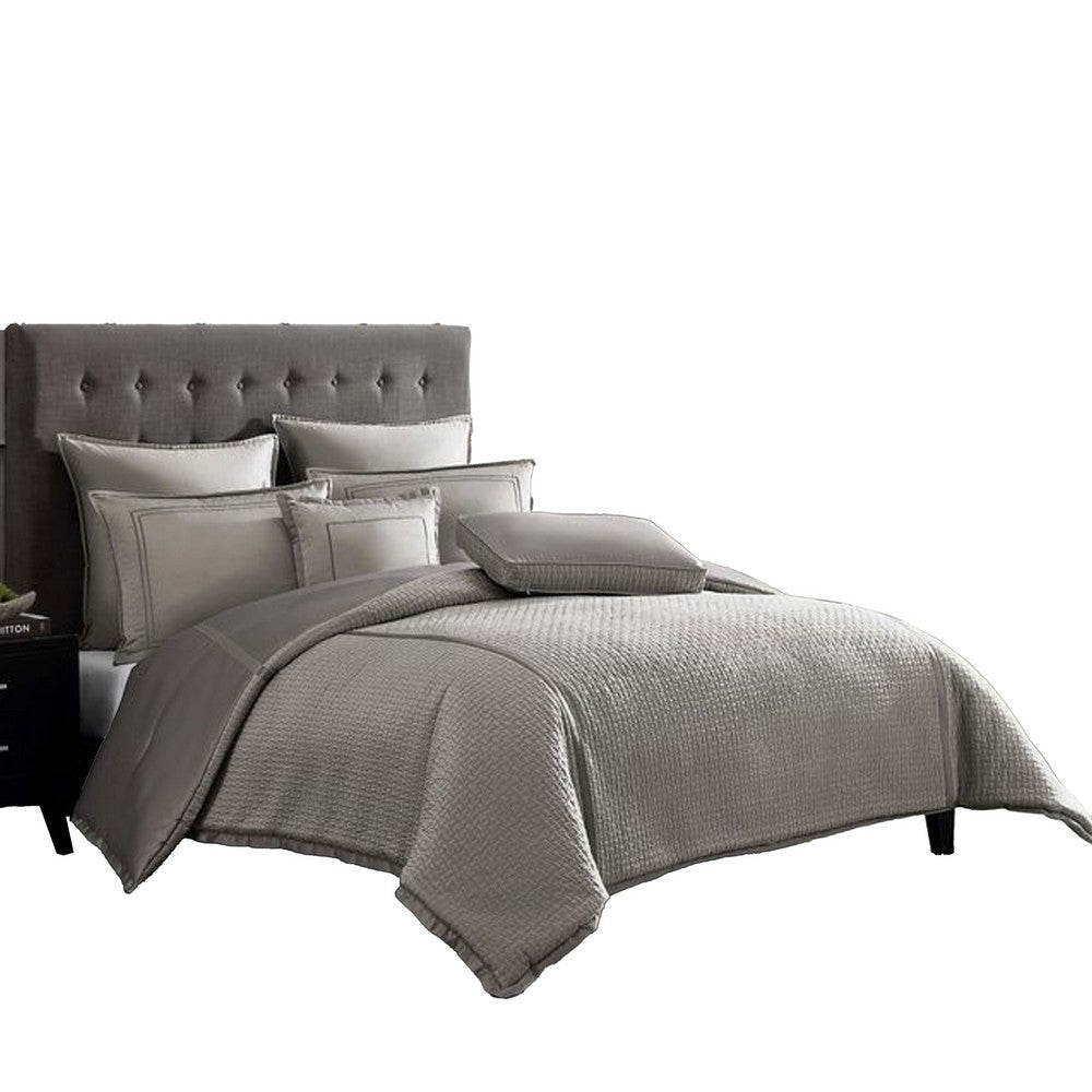 Loi 8pc King Comforter Set with Pillows | Shams Reversible Gray Silver