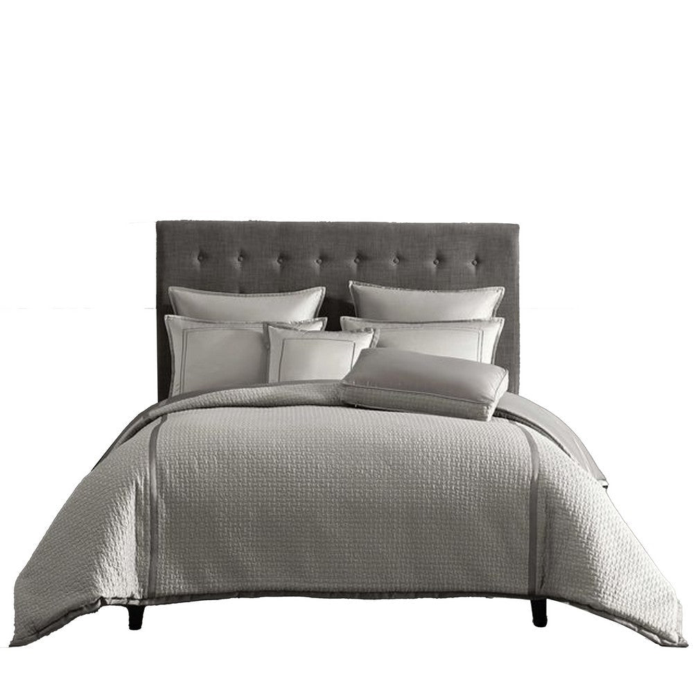 Loi 7pc Queen Comforter Set with Pillows Shams Reversible Gray Silver