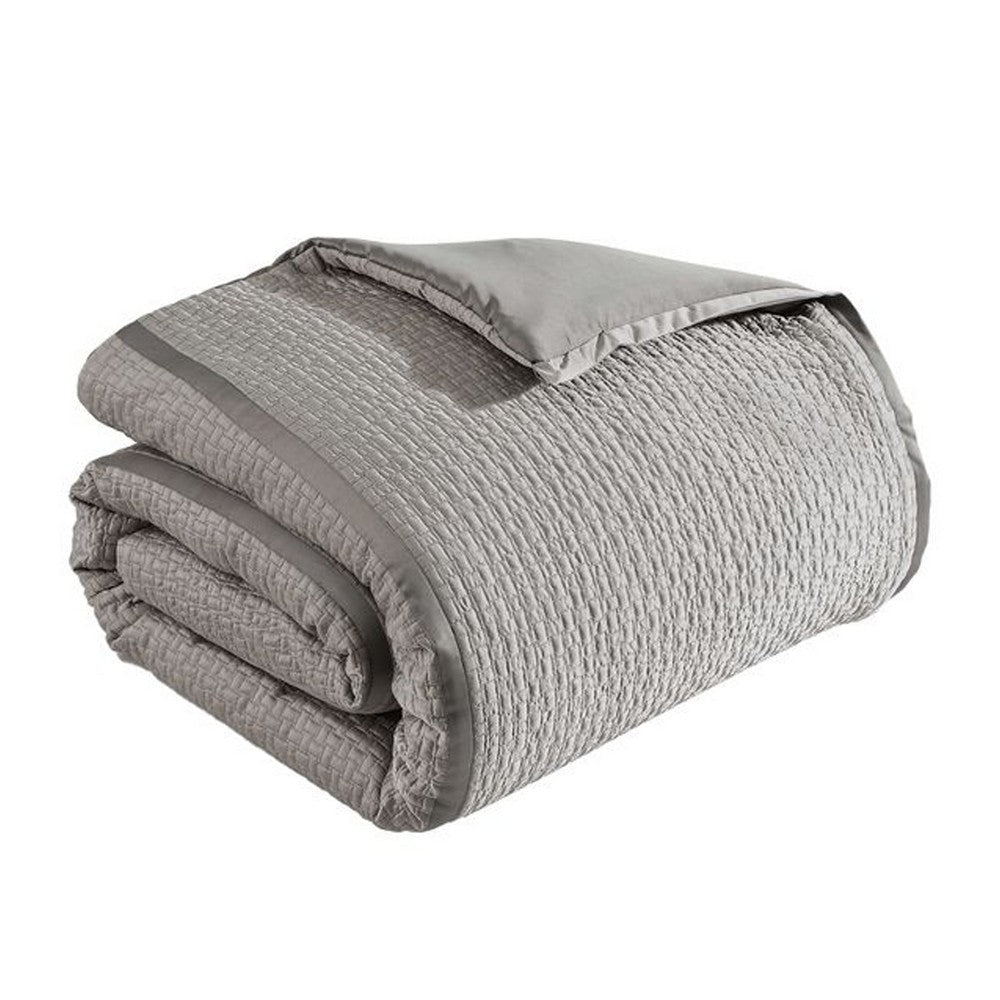 Loi 7pc Queen Comforter Set with Pillows Shams Reversible Gray Silver