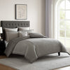 Loi 7pc Queen Comforter Set with Pillows Shams Reversible Gray Silver