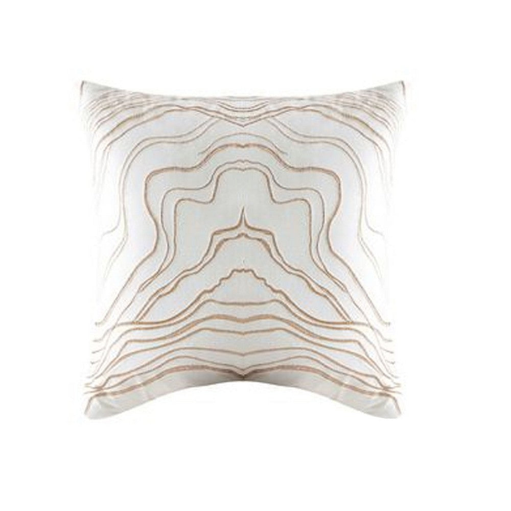 Jenya Euro Sham | Abstract Floral Embroidery | Soft White Velvet 26’’ BM326690