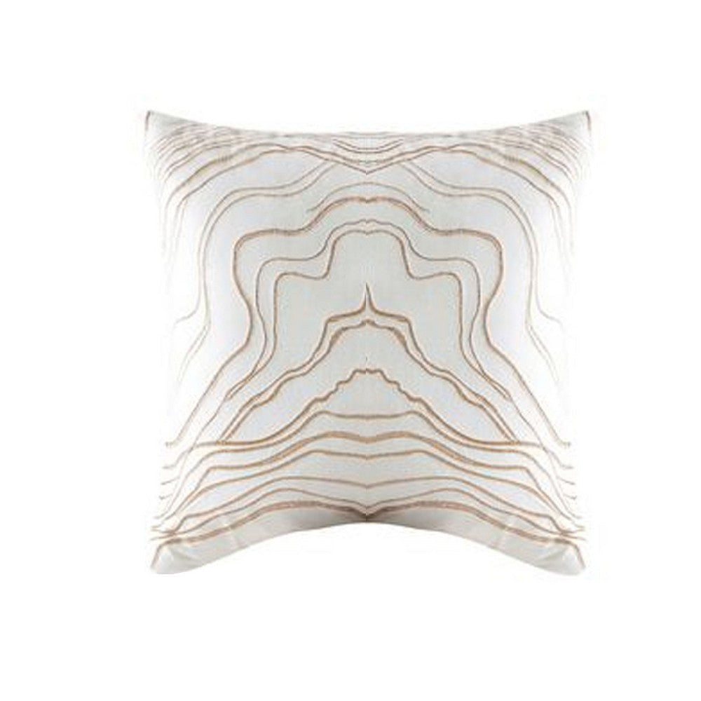 Jenya Euro Sham | Abstract Floral Embroidery | Soft White Velvet 26"