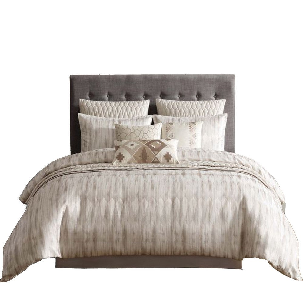 Rely 10pc Coverlet King Size Comforter Set | Woven Jacquard | Ivory