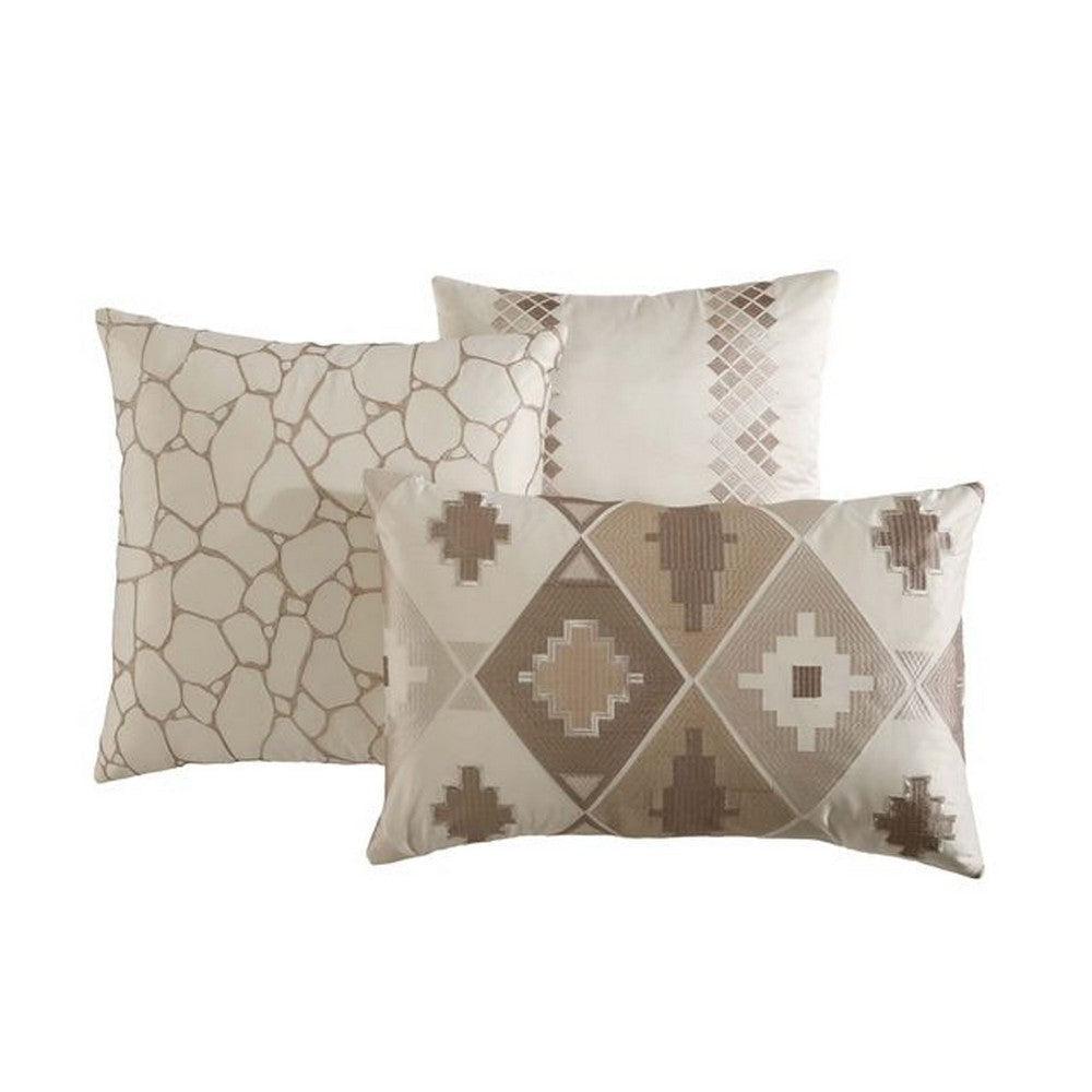 Rely 10pc Coverlet King Size Comforter Set | Woven Jacquard | Ivory