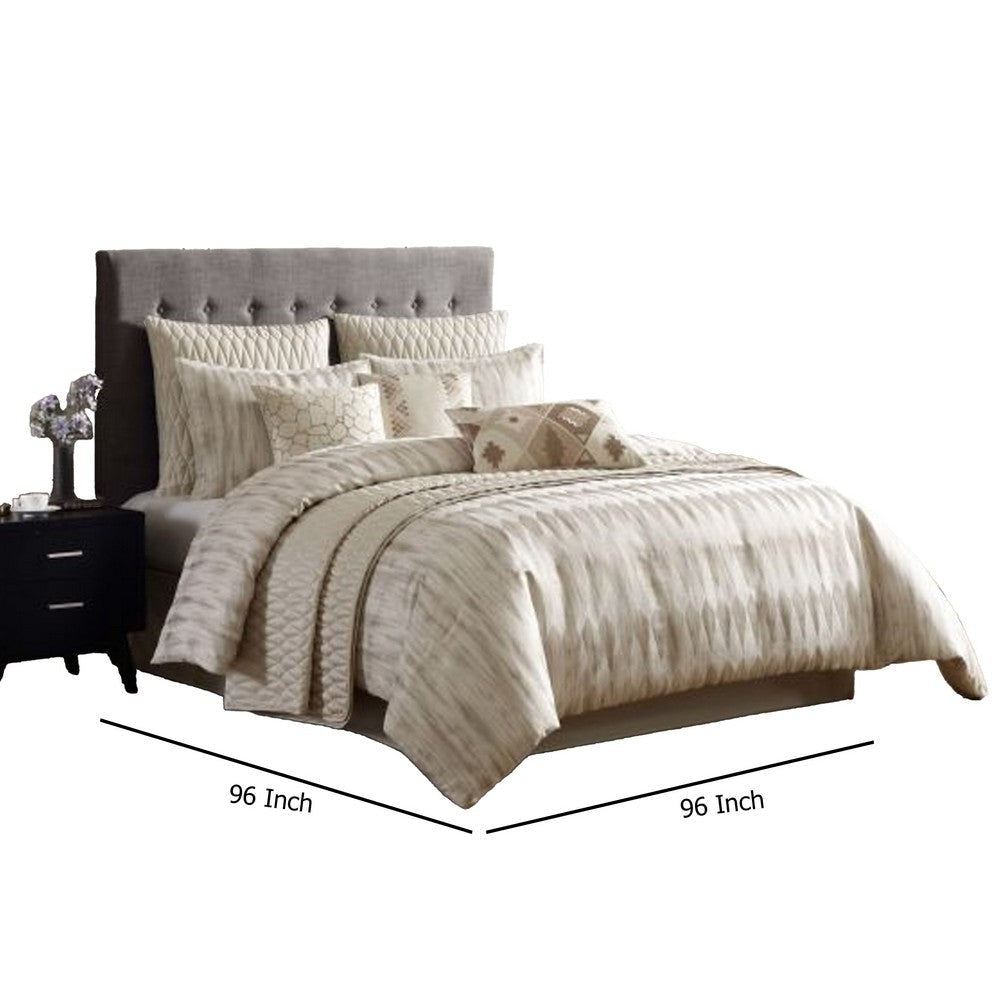 Rely 10pc Coverlet Queen Size Comforter Set | Woven Jacquard | Ivory