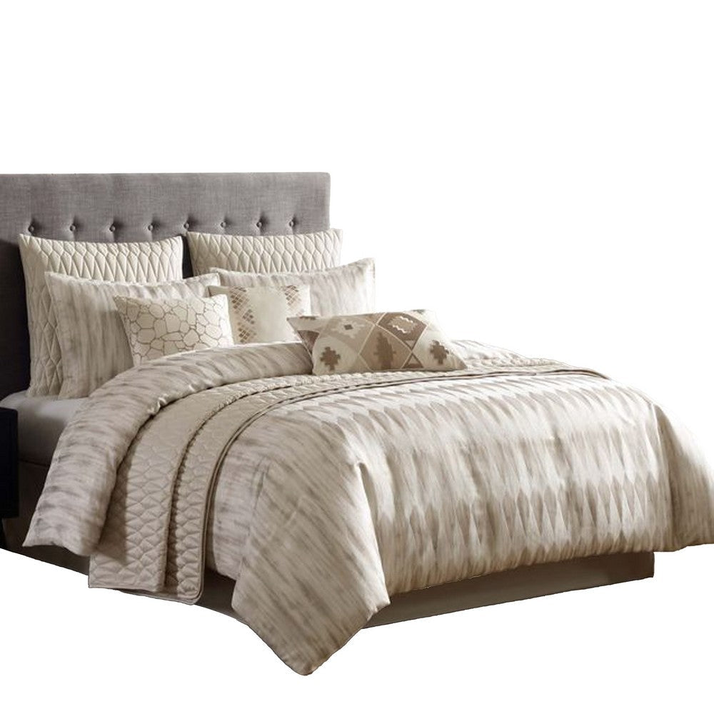 Rely 10pc Coverlet Queen Size Comforter Set | Woven Jacquard | Ivory
