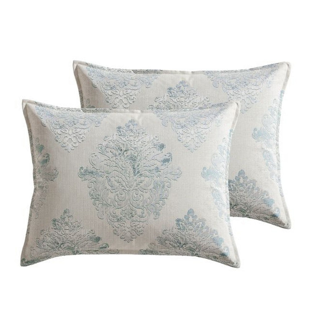 Regy 10pc King Size Comforter Set with Shams | Blue Gray Medallion