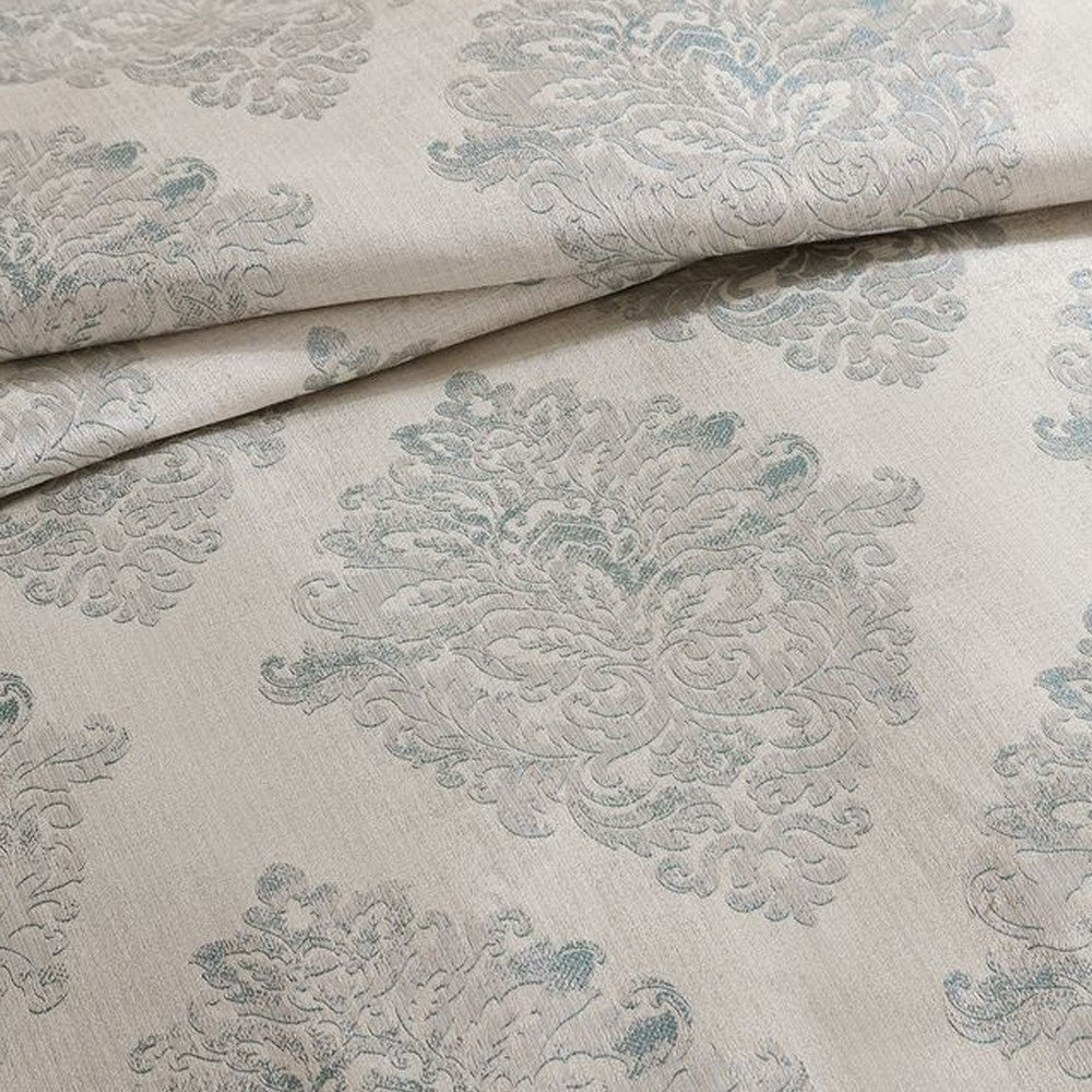 Regy 10pc Queen Size Comforter Set with Shams | Blue Gray Medallion