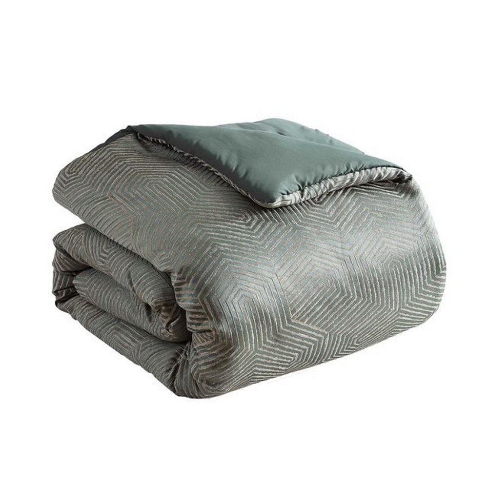 Mely 10pc Coverlet Queen Comforter Set | Shams | Green Woven Jacquard