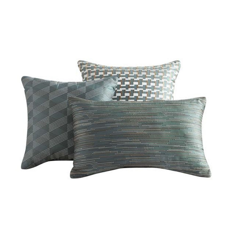 Mely 10pc Coverlet Queen Comforter Set | Shams | Green Woven Jacquard