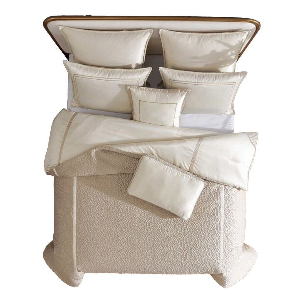 Dely 7pc Satin Queen Size Comforter Set with Shams | Reversible Gold