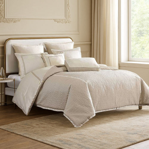 Dely 7pc Satin Queen Size Comforter Set with Shams | Reversible Gold