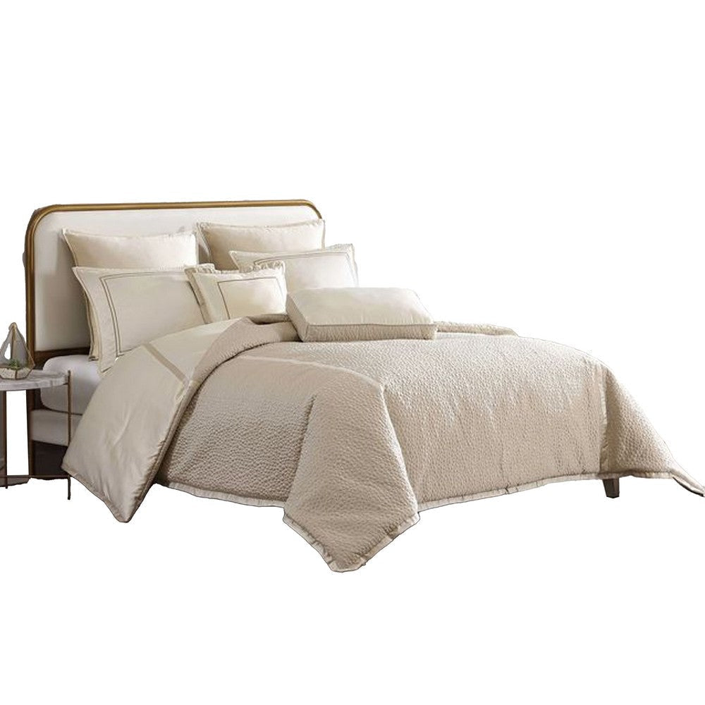 Dely 7pc Satin Queen Size Comforter Set with Shams | Reversible Gold