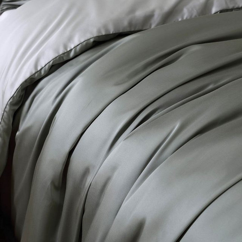 Keo 9pc King Comforter Set | Reversible | Shams Sage Gray Silky Fabric