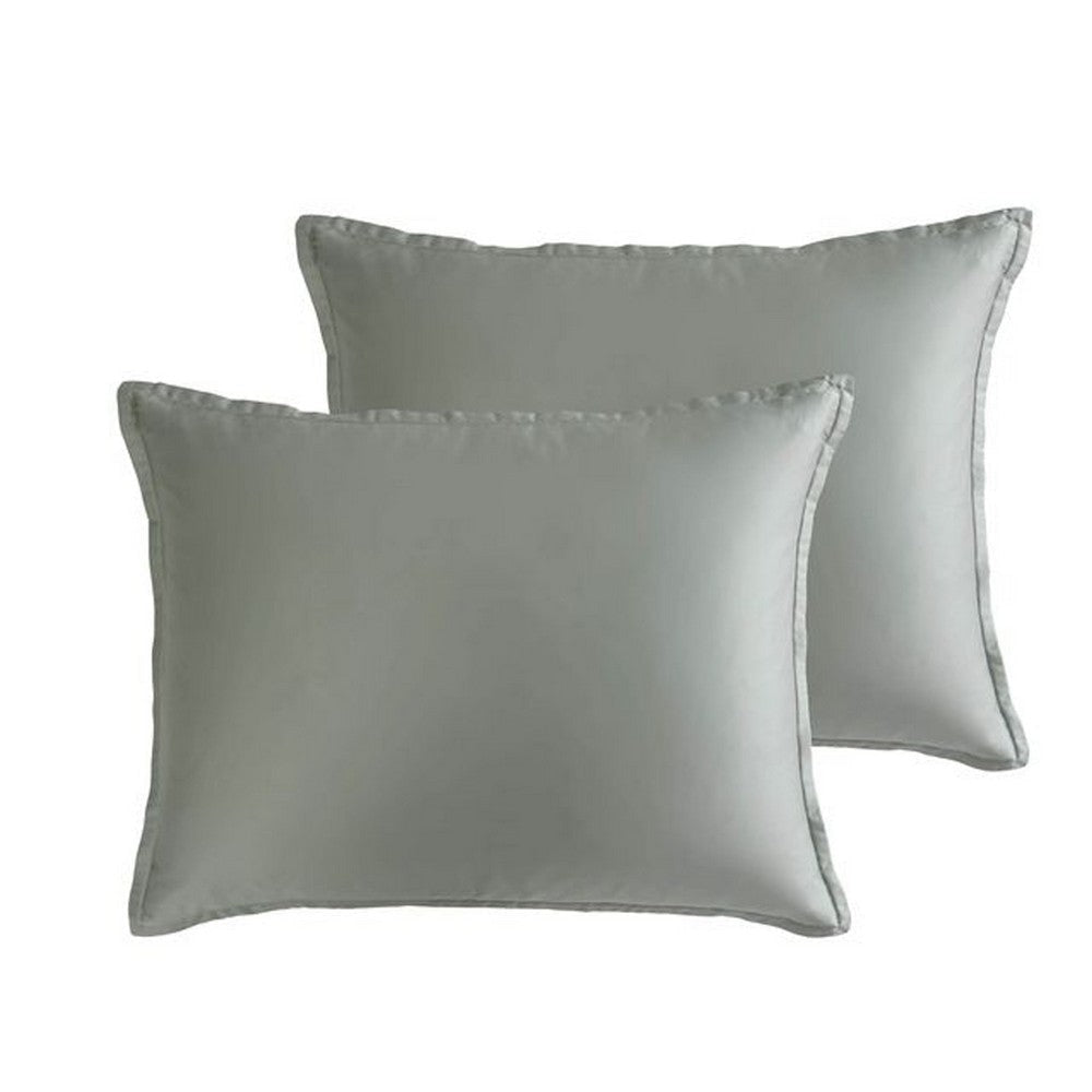 Keo 9pc King Comforter Set | Reversible | Shams Sage Gray Silky Fabric