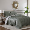 Keo 9pc King Comforter Set | Reversible | Shams Sage Gray Silky Fabric