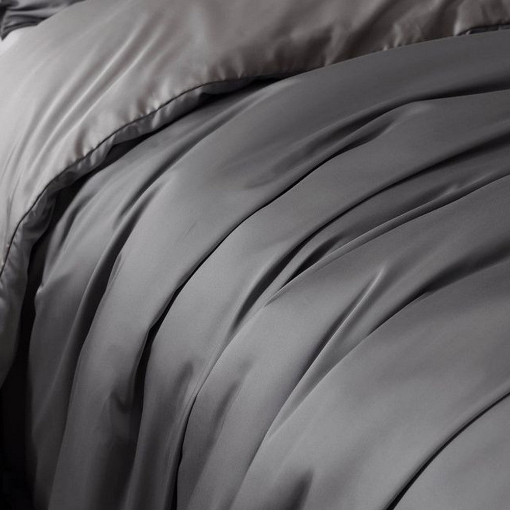 Keo 9pc King Comforter Set | Reversible | Shams | Silky Dark Gray