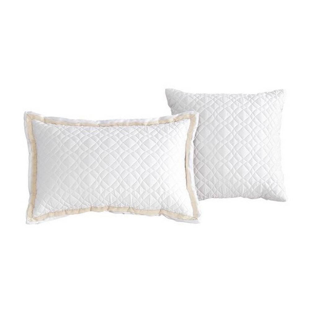 Keo 8pc Queen Comforter Set | Reversible | Shams | Silky Ivory White