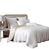 Keo 8pc Queen Comforter Set | Reversible | Shams | Silky Ivory White