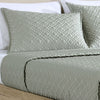 Keo 3pc Queen Coverlet Set | Reversible | Shams Sage Gray Silky Fabric