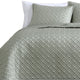 Keo 3pc Queen Coverlet Set | Reversible | Shams Sage Gray Silky Fabric