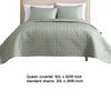 Keo 3pc Queen Coverlet Set | Reversible | Shams Sage Gray Silky Fabric