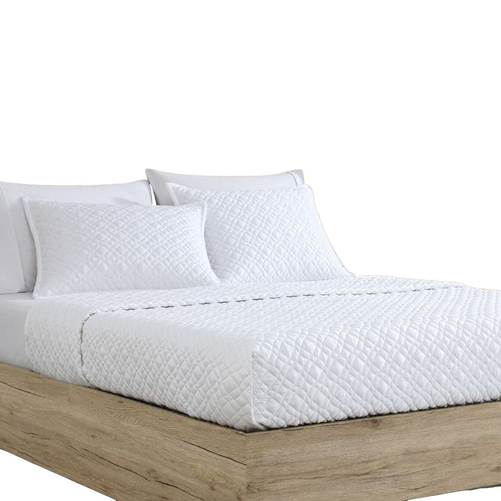Keo 3pc Queen Coverlet Set | Reversible | Shams | White Silky Fabric