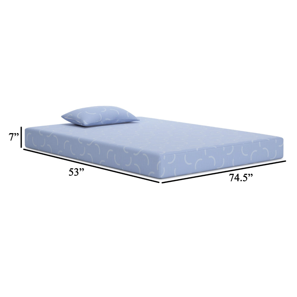 Ashley Ruve Full Mattress | Standard Pillow | Memory Foam | Light Blue 7’’