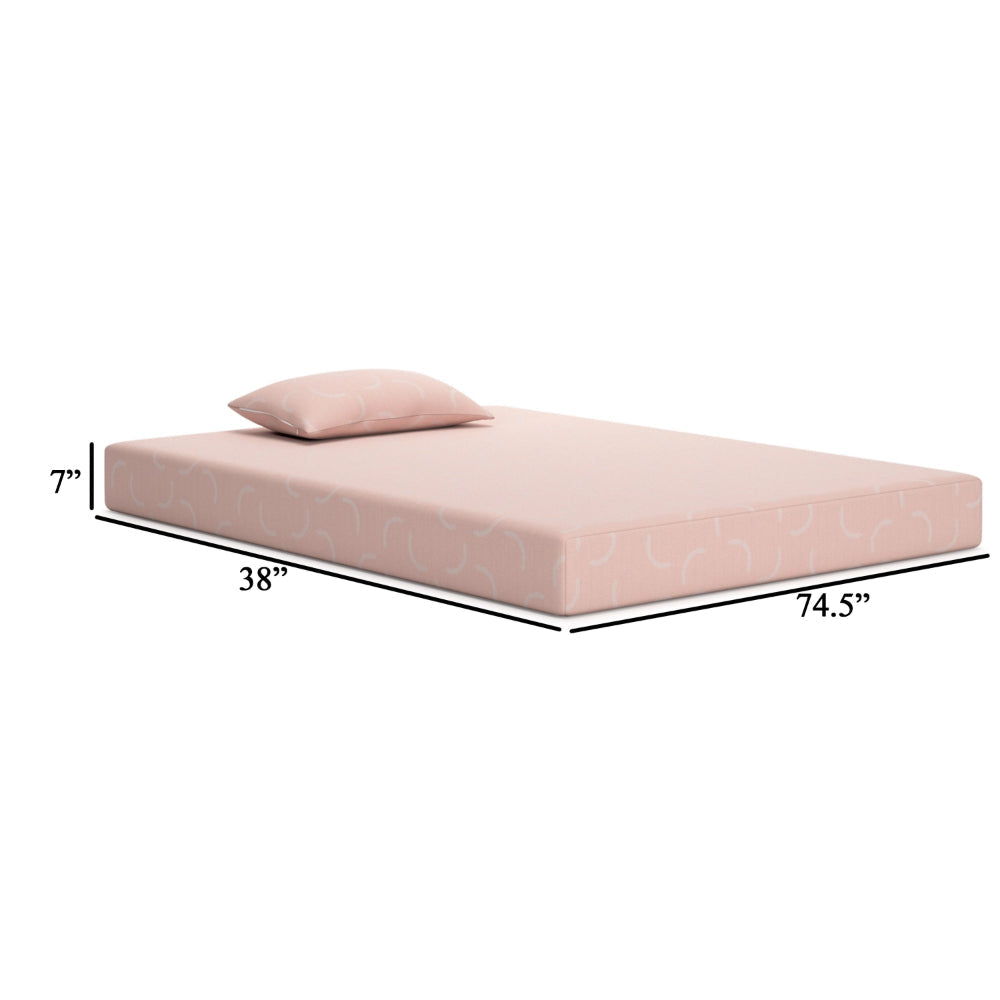 Ashley Ruve Twin Mattress | Standard Pillow | Memory Foam | Light Pink 7’’