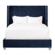 Flaw Queen Size Bed Wingback Headboard Navy Blue Velvet Upholstery