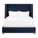 Flaw Twin Size Bed Wingback Headboard Navy Blue Velvet Upholstery
