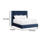 Flaw Twin Size Bed Wingback Headboard Navy Blue Velvet Upholstery