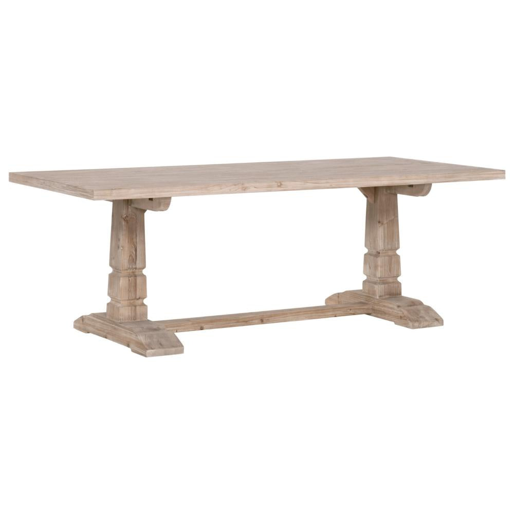 Extendable Dining Table, 87-118 Inch, Solid Pine Wood Base, Brown Gray
