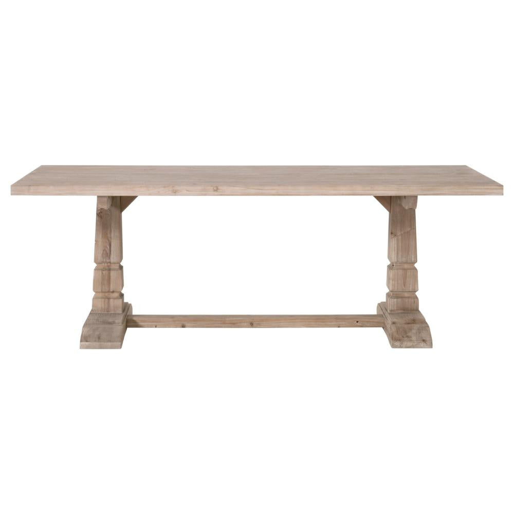 Extendable Dining Table 87-118 Inch Solid Pine Wood Base Brown Gray BM326748