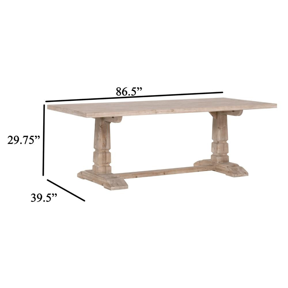 Extendable Dining Table 87-118 Inch Solid Pine Wood Base Brown Gray BM326748