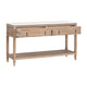 Avi Console Table 54 Inch Rectangular Solid Pine Wood Brown Gray