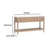 Avi Console Table 54 Inch Rectangular Solid Pine Wood Brown Gray
