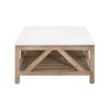 Max Coffee Table 63 Inch White Quartz Rectangular Top Pine Wood Base BM326753