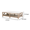 Max Coffee Table 63 Inch White Quartz Rectangular Top Pine Wood Base BM326753