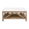 Max Coffee Table 42 Inch White Quartz Square Top Pine Wood BM326754