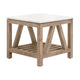 Max Side End Table, 25 Inch White Quartz Square Top, Pine Wood