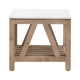 Max Side End Table 25 Inch White Quartz Square Top Pine Wood BM326755