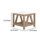 Max Side End Table 25 Inch White Quartz Square Top Pine Wood BM326755