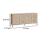 Sideboard Buffet Media Cabinet Console Cane Inlay 74 Inch Rustic Gray BM326758