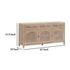Sideboard Cabinet Media Console 3 Door Cane Inlay 63 Inch Gray Wood BM326759