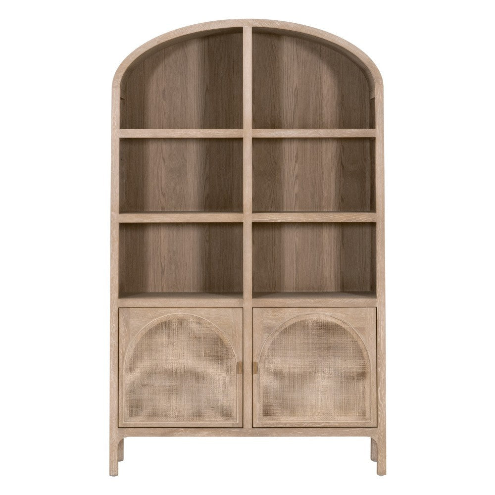 Accent China Cabinet 83 Inch Arch Design 2 Doors Gray Oak Wood BM326760